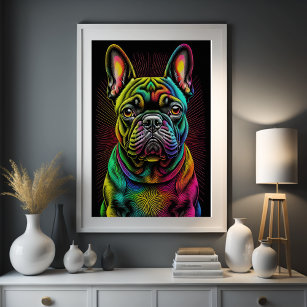 Abstract Colourful Drawing of A French Bulldog  2: Poster