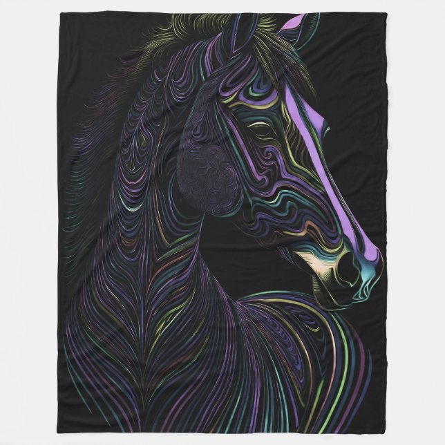 Abstract Colourful Drawing of A Horse Fleece Blanket (Front)