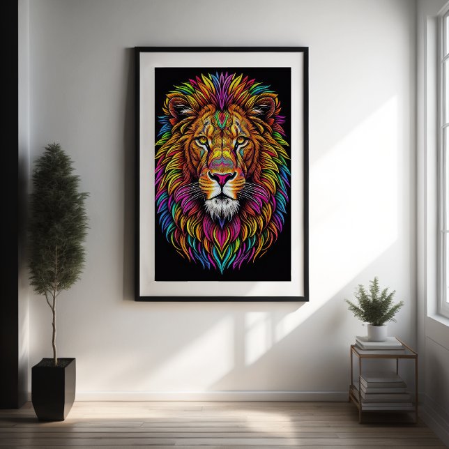 Abstract Colourful Drawing of A Lion  2:3 Poster (Creator Uploaded)