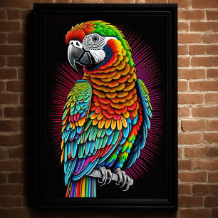 Abstract Colourful Drawing of A Parrot 2:3 Poster
