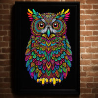 Abstract Colourful Drawing of An Owl 2:3