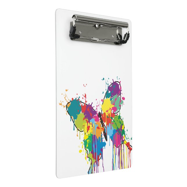 Abstract Colourful Drip Paint Butterfly Mini Clipboard (Angled)