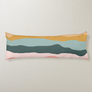 Abstract Colourful Earthy Coral Stripe Pattern Body Cushion