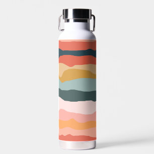 Abstract Colourful Earthy Coral Stripe Pattern Water Bottle