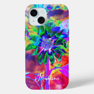 Abstract colourful elegant sunflower  iPhone 15 Case