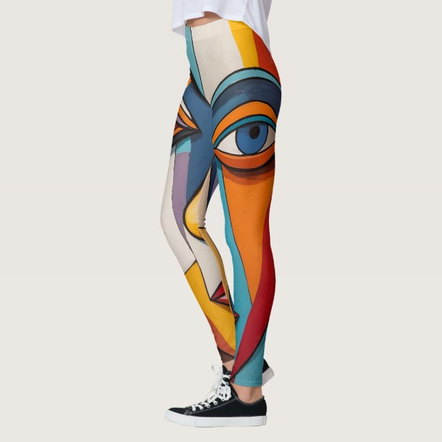 Abstract Colourful Face Art Leggings (Left)