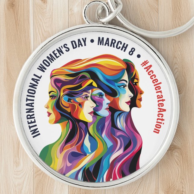 Abstract Colourful Faces Women's Day | IWD Key Ring (Abstract Colorful Faces Women's Day | IWD Keychain)