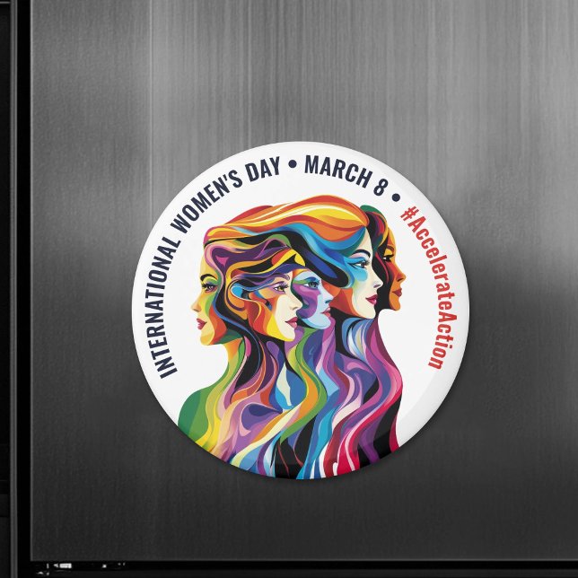 Abstract Colourful Faces Women's Day | IWD Magnet (Abstract Colorful Faces Women's Day | IWD Magne)