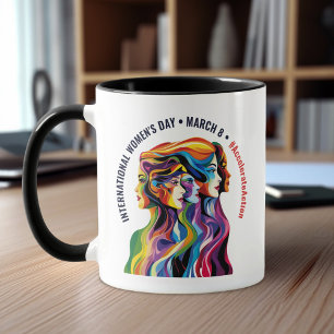 Abstract Colourful Faces Women's Day   IWD Mug