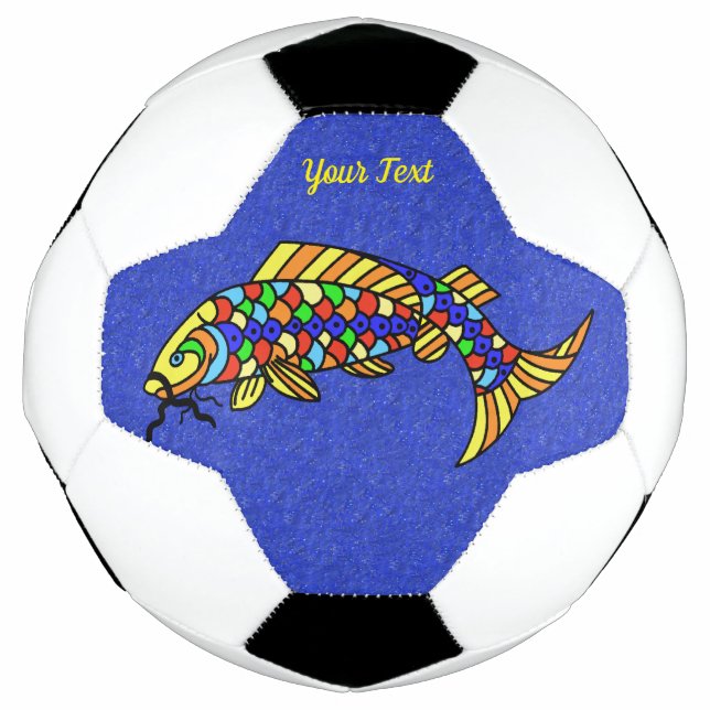 Abstract Colourful Fancy Fish on Vibrant Blue Football (Front)