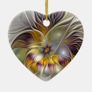 Abstract Colourful Fantasy Flower Fractal Art Ceramic Tree Decoration