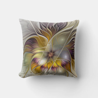 Abstract Colourful Fantasy Flower Fractal Art Cushion