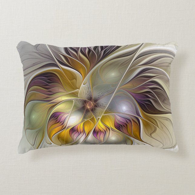 Abstract Colourful Fantasy Flower Fractal Art Decorative Cushion (Front)