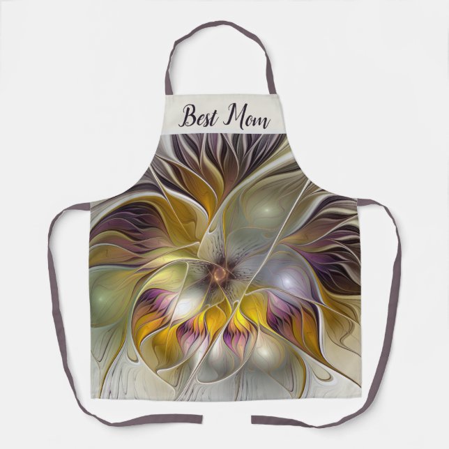 Abstract Colourful Fantasy Flower Fractal Best Mum Apron (Front)