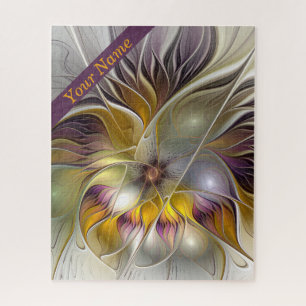 Abstract Colourful Fantasy Flower Modern Art Name Jigsaw Puzzle
