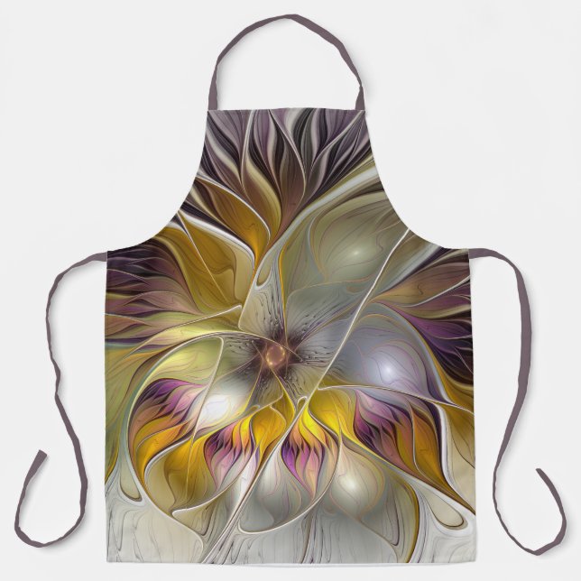 Abstract Colourful Fantasy Flower Modern Fractal Apron (Front)