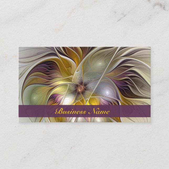 Abstract Colourful Fantasy Flower Modern Fractal Business Card (Front)