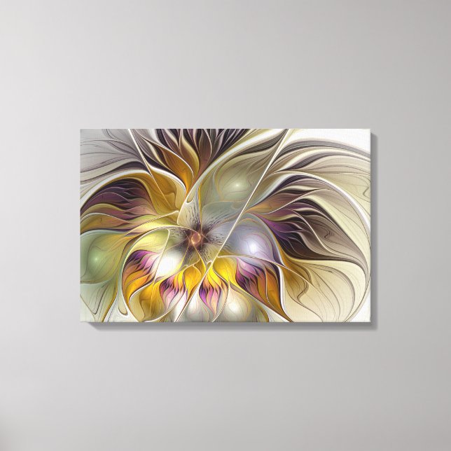 Abstract Colourful Fantasy Flower Modern Fractal Canvas Print (Front)