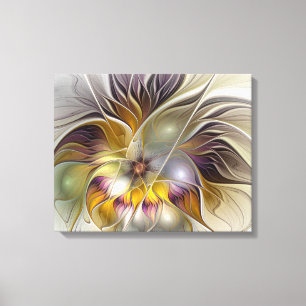 Abstract Colourful Fantasy Flower Modern Fractal Canvas Print