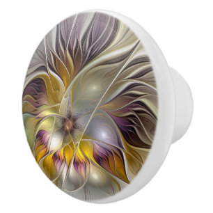 Abstract Colourful Fantasy Flower Modern Fractal Ceramic Knob