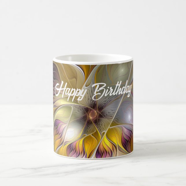 Abstract Colourful Fantasy Flower Modern Fractal Coffee Mug (Center)