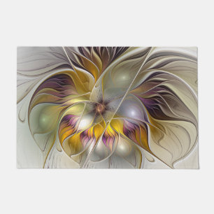 Abstract Colourful Fantasy Flower Modern Fractal Doormat