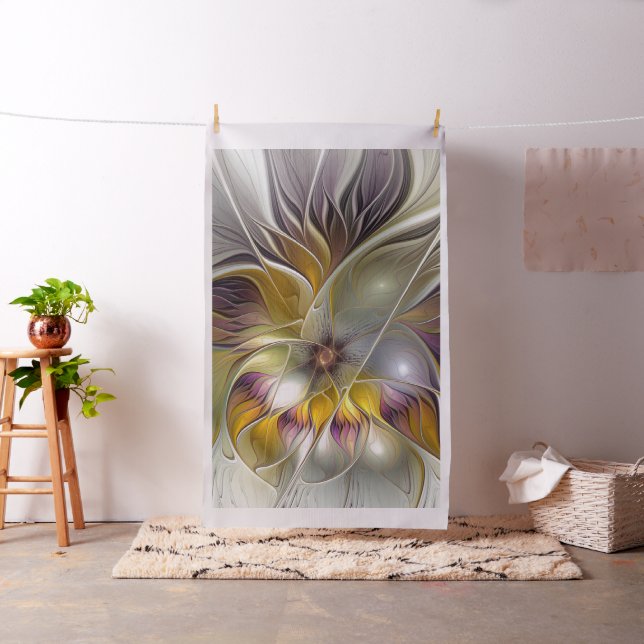 Abstract Colourful Fantasy Flower Modern Fractal Fabric (In Situ)