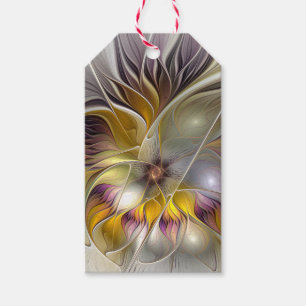 Abstract Colourful Fantasy Flower Modern Fractal Gift Tags