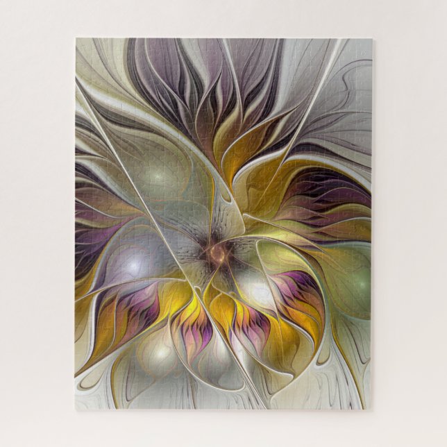 Abstract Colourful Fantasy Flower Modern Fractal Jigsaw Puzzle (Vertical)