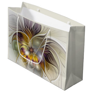 Abstract Colourful Fantasy Flower Modern Fractal Large Gift Bag