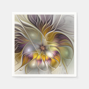 Abstract Colourful Fantasy Flower Modern Fractal Napkin