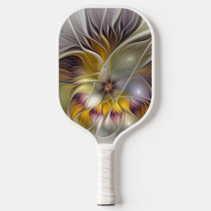 Abstract Colourful Fantasy Flower Modern Fractal Pickleball Paddle