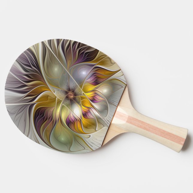 Abstract Colourful Fantasy Flower Modern Fractal Ping Pong Paddle (Side)