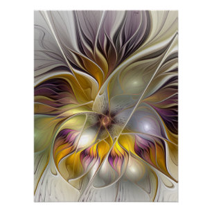 Abstract Colourful Fantasy Flower Modern Fractal Poster