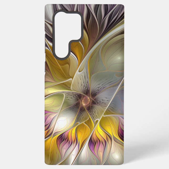 Abstract Colourful Fantasy Flower Modern Fractal Samsung Galaxy S22 Ultra Case (Back)