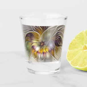 Abstract Colourful Fantasy Flower Modern Fractal Shot Glass