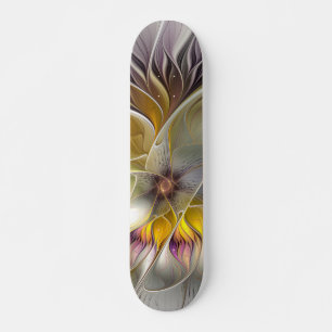 Abstract Colourful Fantasy Flower Modern Fractal Skateboard