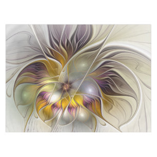 Abstract Colourful Fantasy Flower Modern Fractal Tablecloth