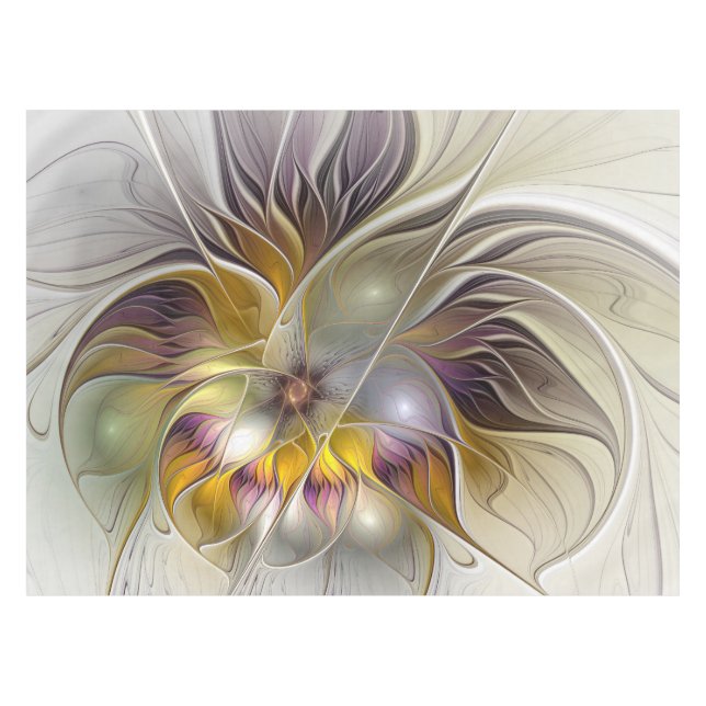 Abstract Colourful Fantasy Flower Modern Fractal Tablecloth (Front (Horizontal))