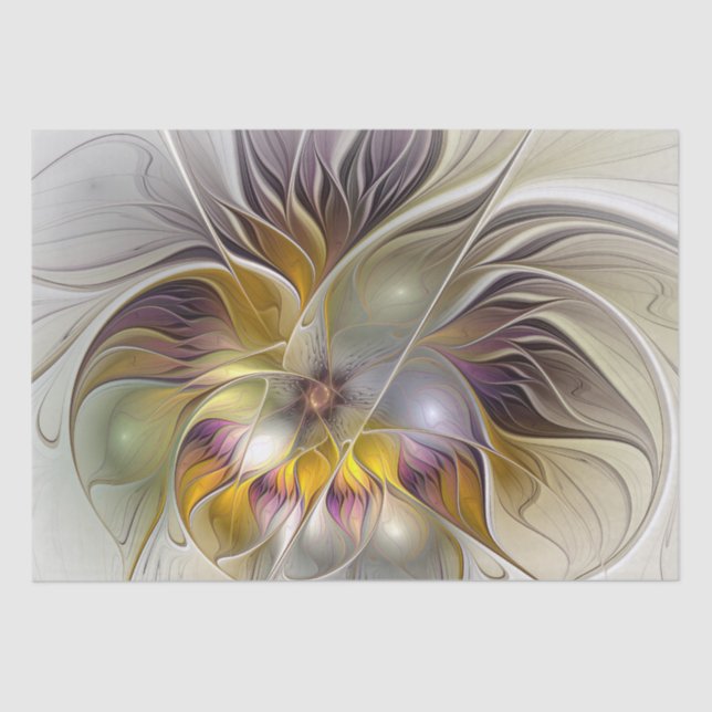 Abstract Colourful Fantasy Flower Modern Fractal Tissue Paper (Front)