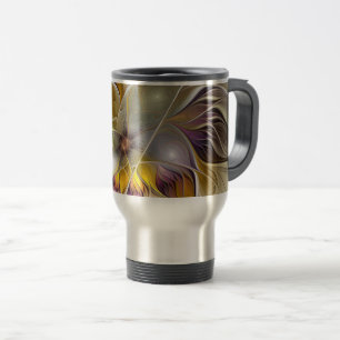 Abstract Colourful Fantasy Flower Modern Fractal Travel Mug