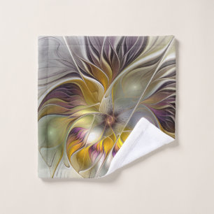 Abstract Colourful Fantasy Flower Modern Fractal Wash Cloth