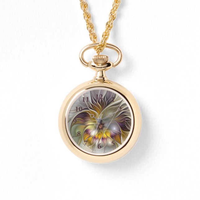 Abstract Colourful Fantasy Flower Modern Fractal Watch (Front)
