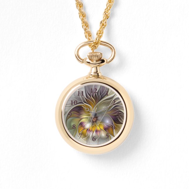 Abstract Colourful Fantasy Flower Modern Fractal Watch (Front)