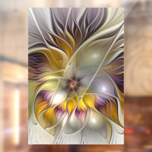 Abstract Colourful Fantasy Flower Modern Fractal Window Cling
