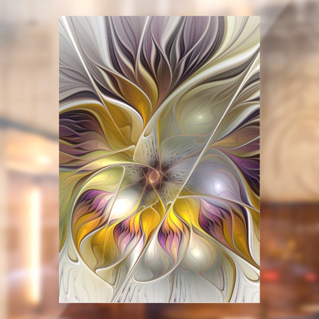 Abstract Colourful Fantasy Flower Modern Fractal Window Cling (Sheet 2)