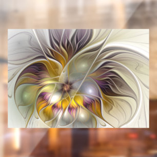 Abstract Colourful Fantasy Flower Modern Fractal Window Cling