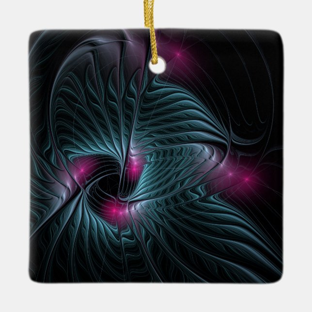 Abstract Colourful Fantasy Fractal  Ceramic Ornament (Front)