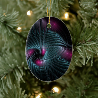 Abstract Colourful Fantasy Fractal  Ceramic Tree Decoration