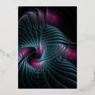 Abstract Colourful Fantasy Fractal  Foil Holiday Card